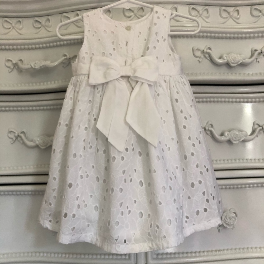 Janie and Jack white eyelet summer dress size 6-12 - Picture 2 of 6